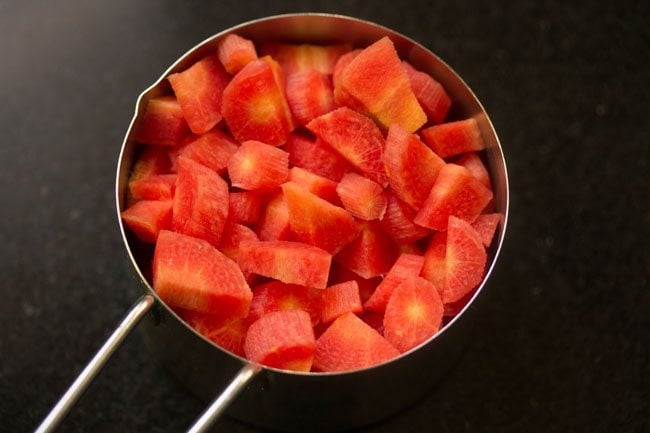 chopped carrots in a bowl