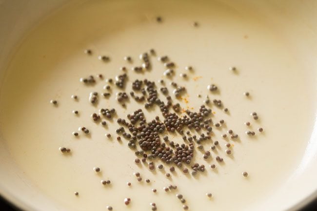 mustard seeds in a pan