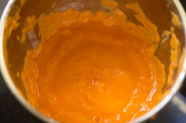 carrot ginger soup blended until creamy and smooth. 