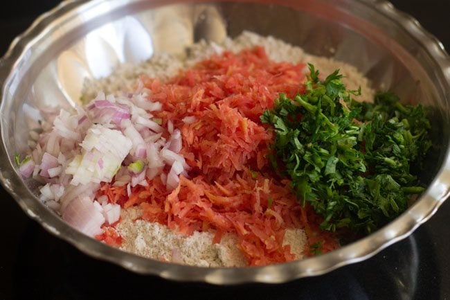 chopped onions and coriander leaves added