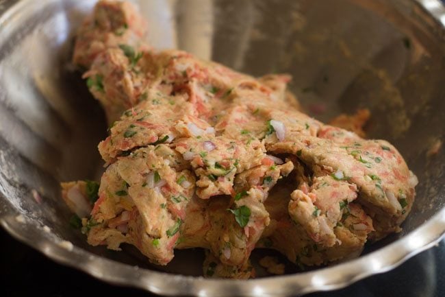 kneading carrot paratha dough