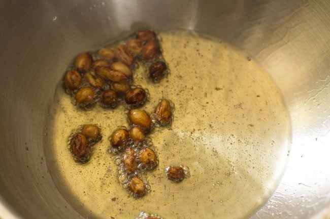 frying raisins till they become plump. 