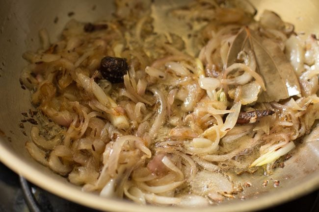 sautéing onions till light golden. 