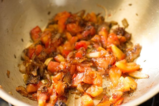 sautéing tomatoes till they soften. 