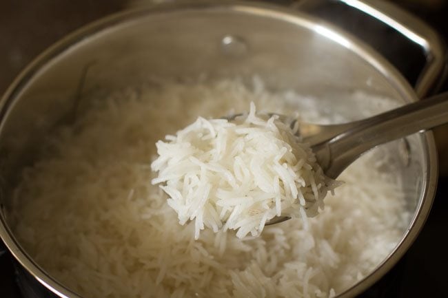 rice cooked till 3/4th or 75%. 