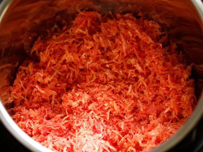 grated carrots in the steel insert