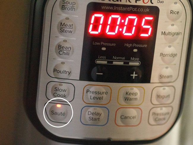 press the sauté button of instant pot