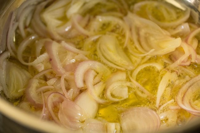 sautéing onions in ghee. 