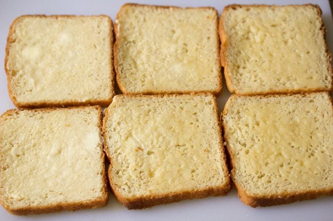 buttered bread slices. 