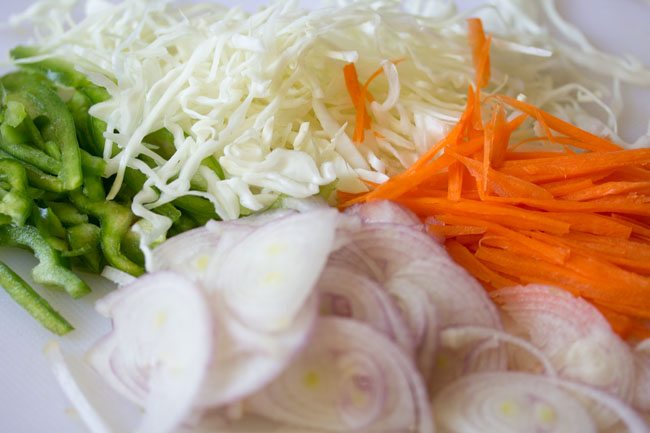 prepped veggies for making salad.