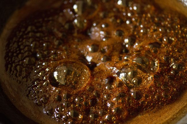 bubbling jaggery syrup