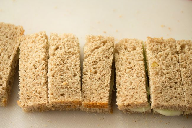 cucumber sandwich cut in thin rectangular slices