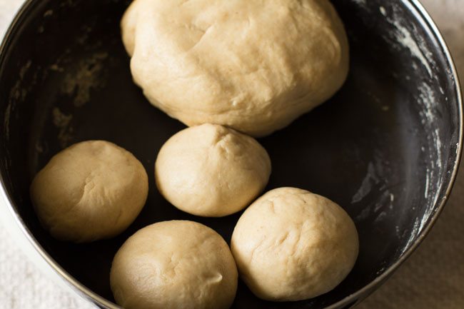 medium sized balls made from prepared dough. 