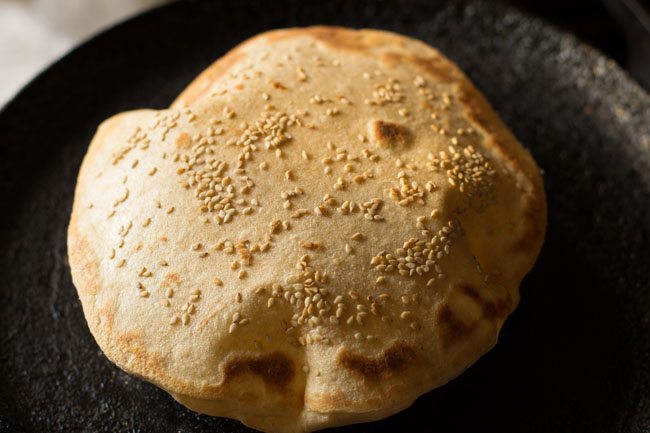 cheese garlic naan puffed up.