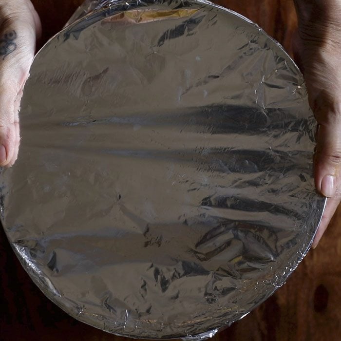 bowl covered and sealed with aluminium foil