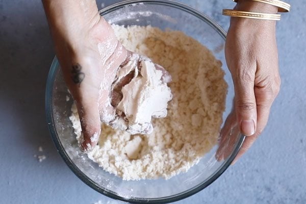 portion of dough taken in palm.