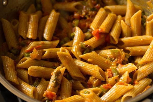 penne pasta mixed well with the masala. 
