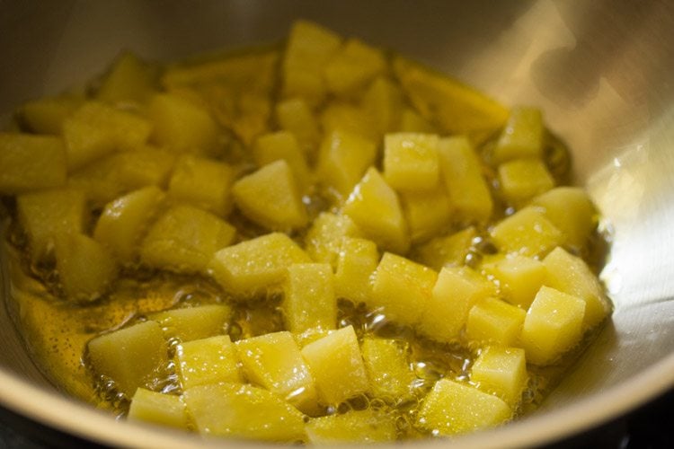 sauteing potato cubes