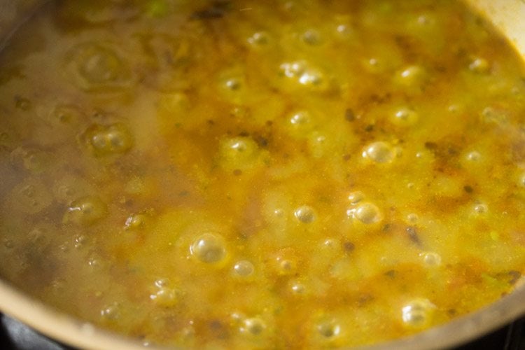 prepared matar ka nimona in the pan