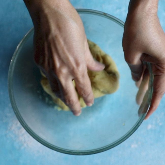 kneading dough for holige recipe. 