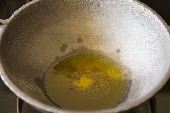 heating ghee in pan. 