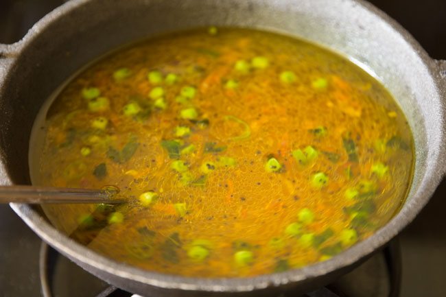 water mixture coming to a boil. 