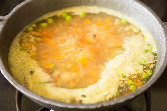 water boiling in pan. 