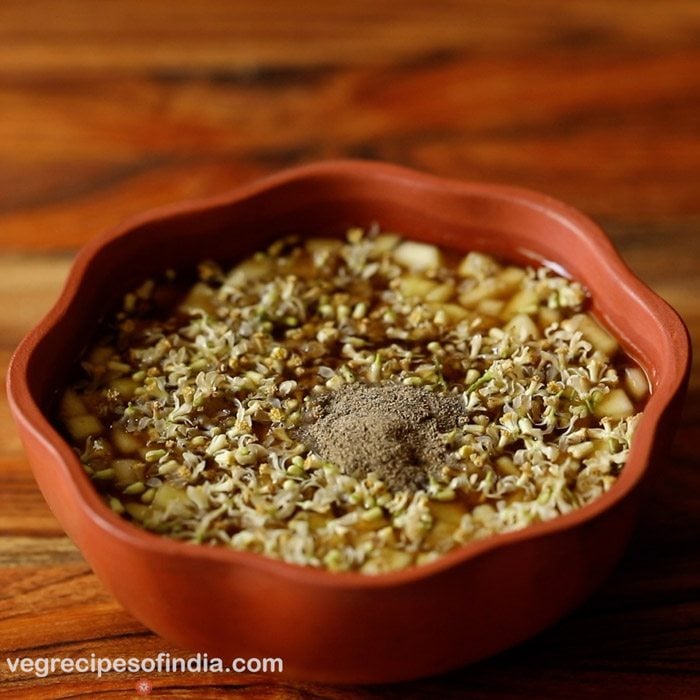 black pepper powder added to the bowl. 