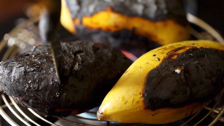 roasted mangoes on stovetop