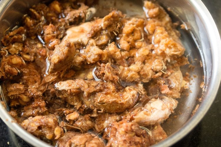 soaking pulp in cold water for wood apple recipe. 