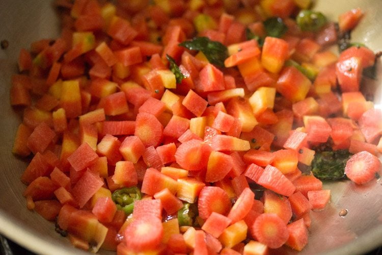 finely chopped carrots added to the pan. 