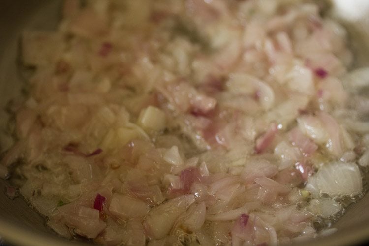 sautéing onion in hot oil. 