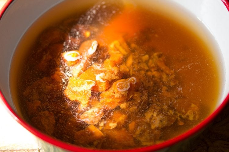 jaggery soaked in water for panakam recipe. 