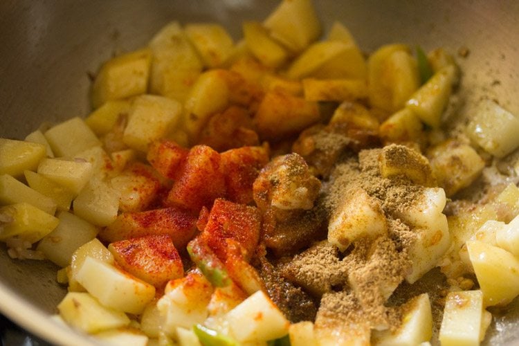 spice powders added to the potatoes. 