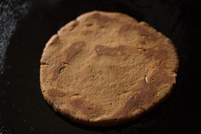 flipped jaggery roti second time