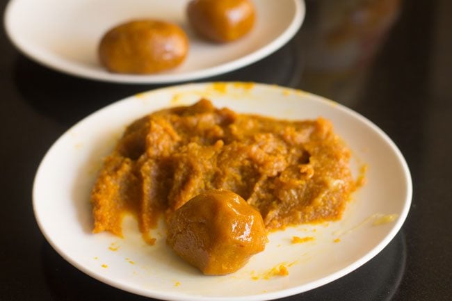 making small balls from the modak mixture. 