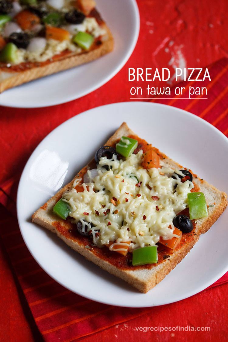 bread pizza, bread pizza on tawa recipe