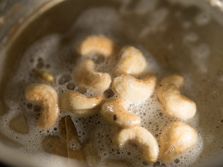 sautéing cashews till golden for butter rice. 