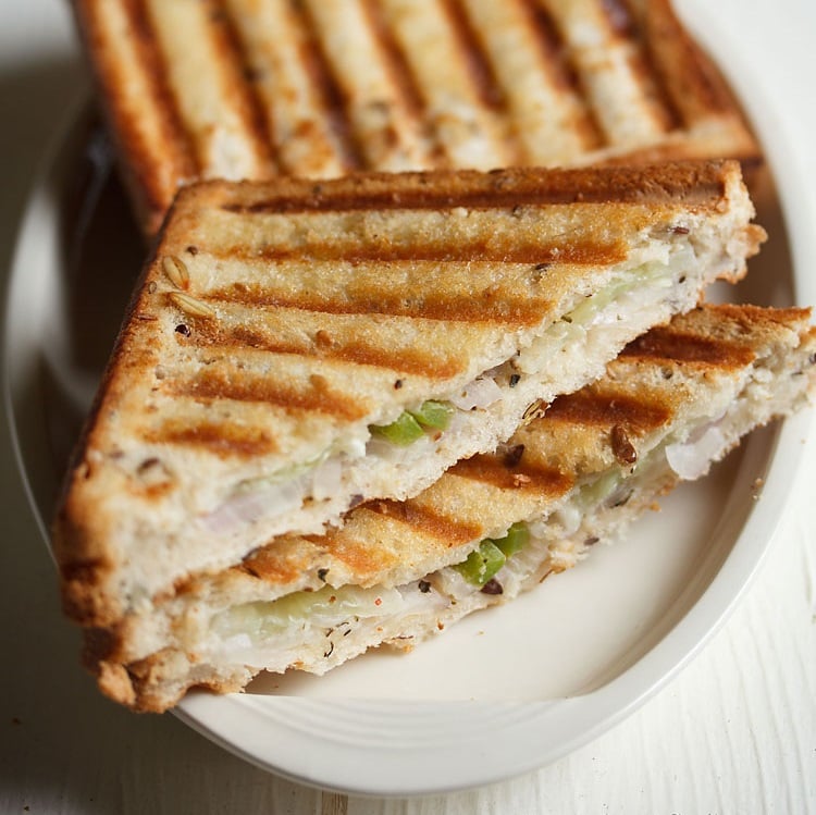Veg Grilled Sandwich Recipe - Swasthi's Recipes