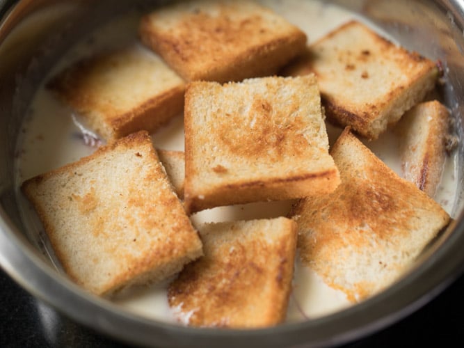 second layer of toasted bread pieces. 