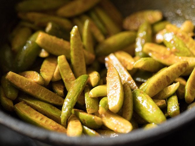 cooking dondakaya fry. 