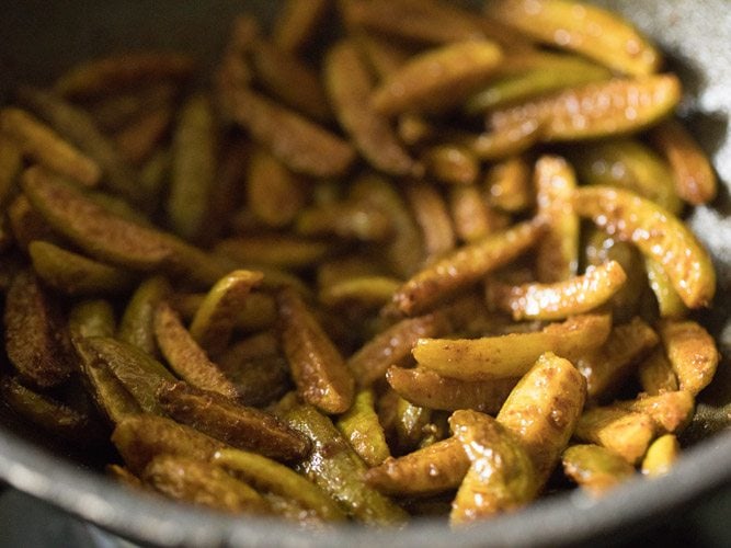 cooking dondakaya fry. 