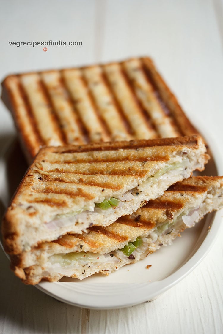 Veg Grilled Sandwich Recipe - Swasthi's Recipes