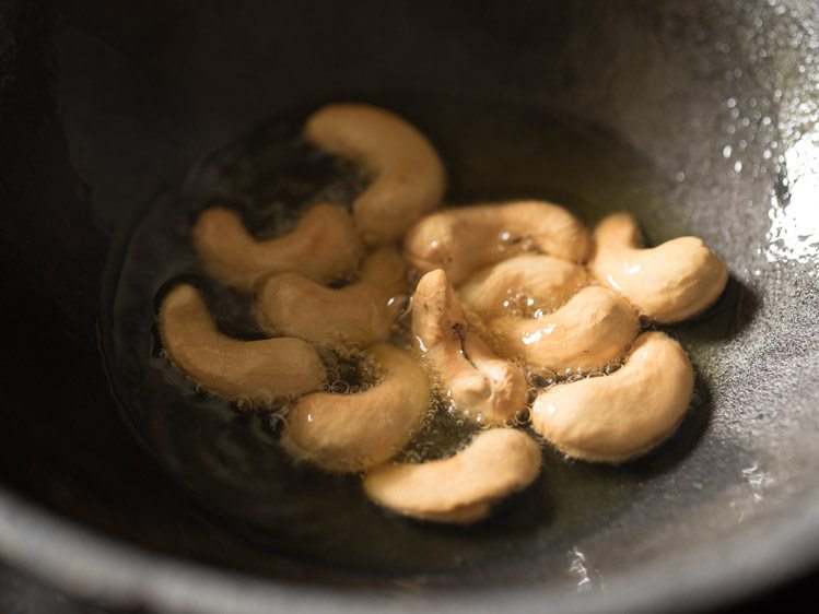 Fry the cashews till golden brown and use it for Poha kheer. 