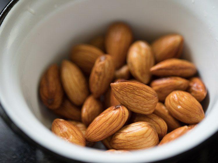 badam after draining the soaking water.