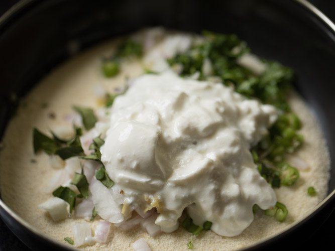 curd added to the bowl. 