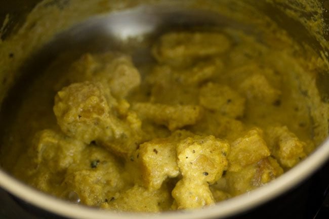 coconut paste mixed well with the vegetable pieces. 