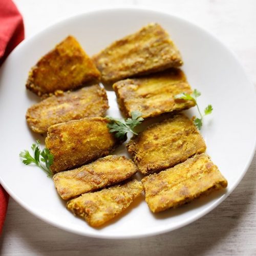 raw banana fry recipe, kele phodi recipe