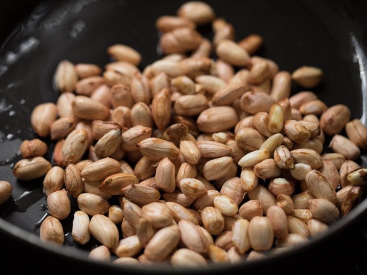 rinsed fresh peanuts for rishi panchami bhaji. 