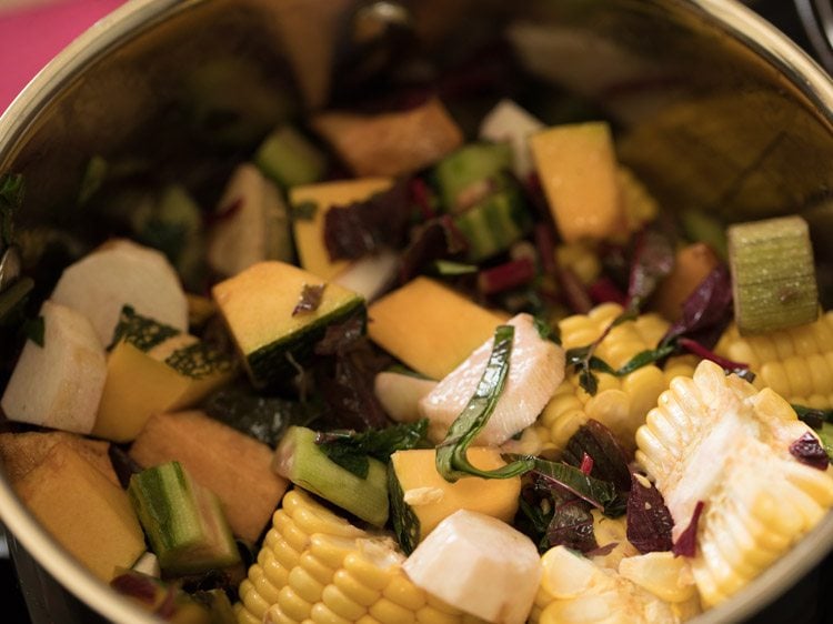 sautéing mixed vegetables.